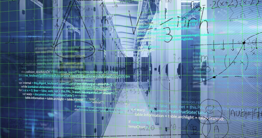 Abstract Digital Data Stream in Modern Server Room