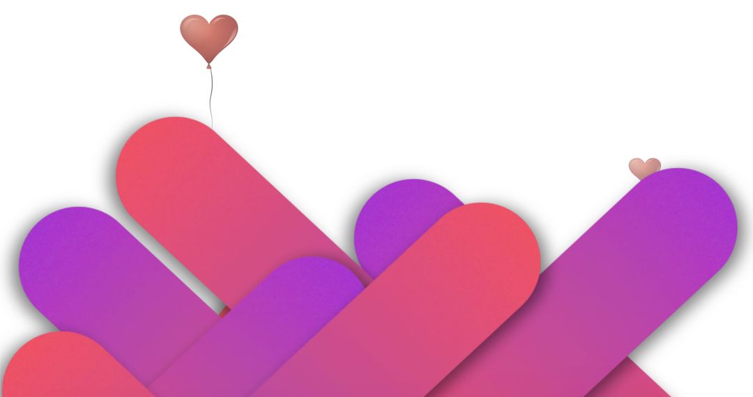 Colorful Abstract Shapes with Heart Balloons in Love Theme