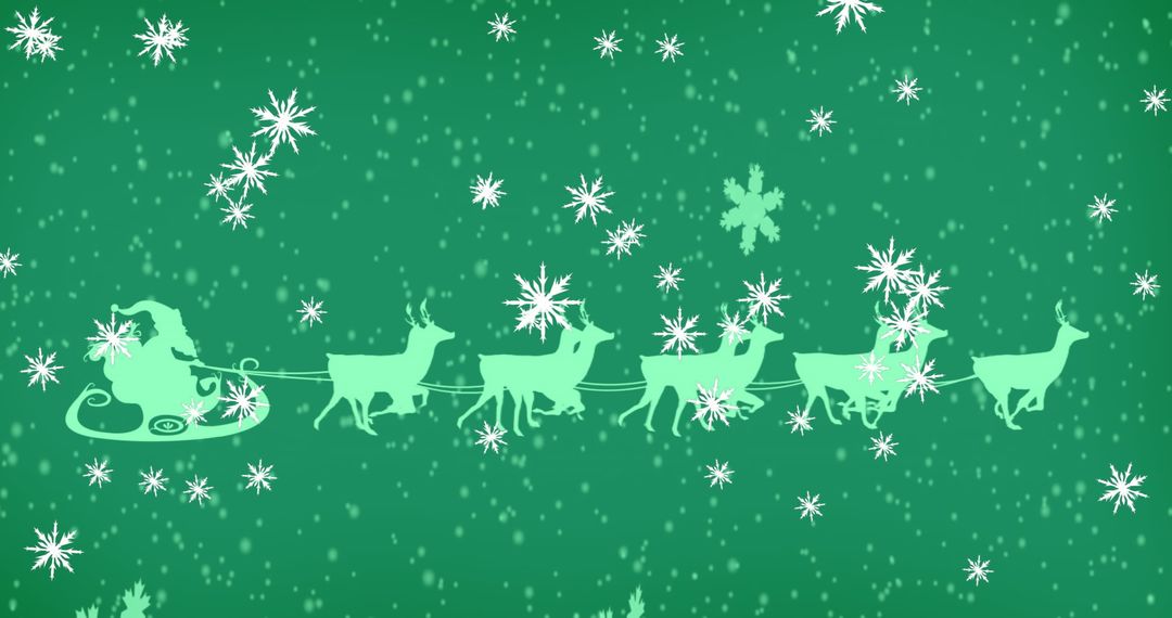 Santa Claus in Sleigh with Reindeer on Festive Green Background - Free Images, Stock Photos and Pictures on Pikwizard.com