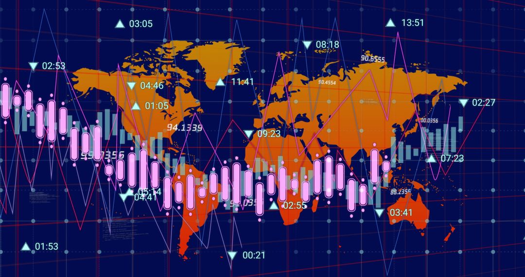Global Financial Data Analysis with World Map Background