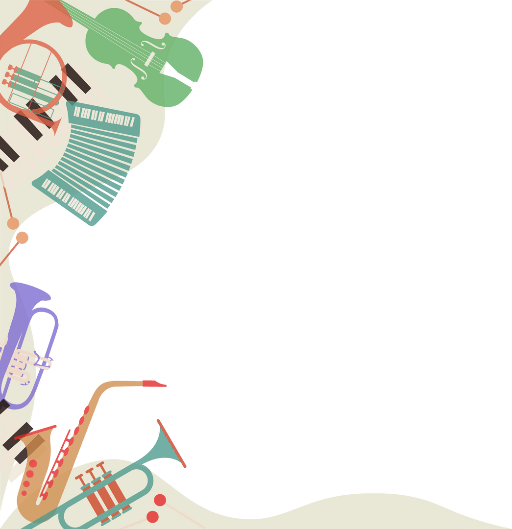 Vibrant Music Instrument Frame on Transparent Background