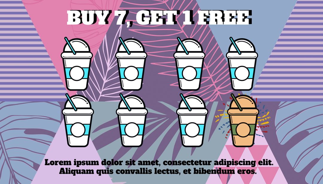 Vibrant Coffee Cups with Promotional Offer Design