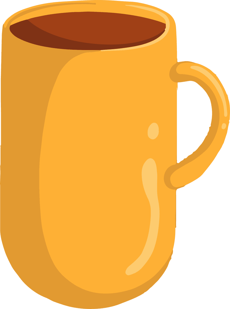 Transparent Yellow Mug with Curved Handle and Brown Liquid