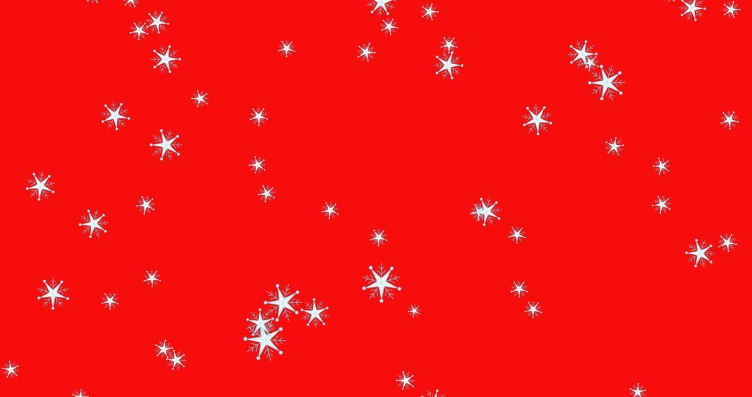 White Snowflakes Falling on Red Backdrop