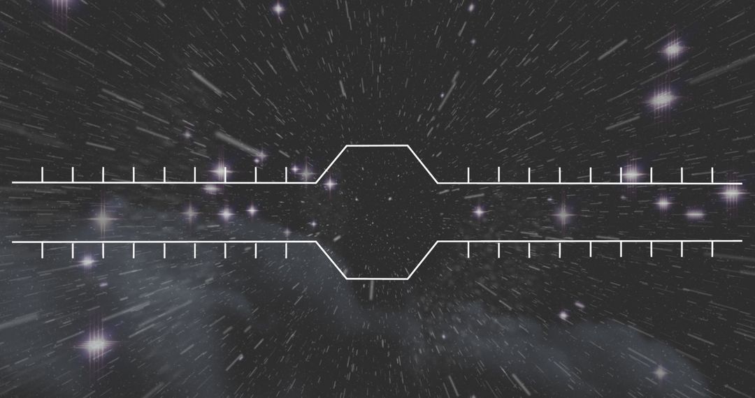 Digital Interface with Starry Night Sky and Tech Border