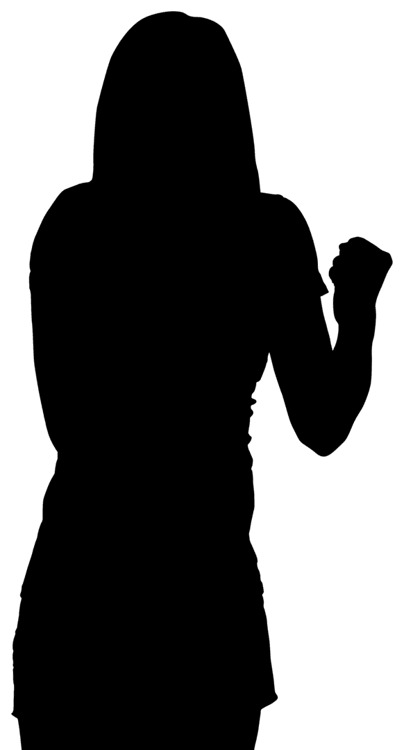 Silhouette of Woman with Hands Raised on Transparent Background