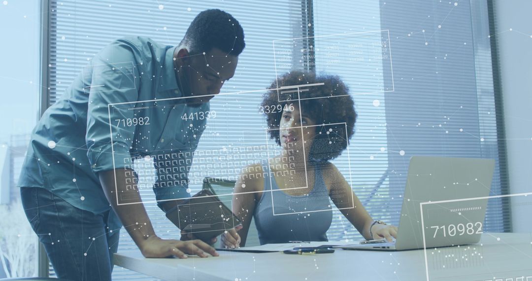 Collaborating on data analysis with AR overlays in modern office workspace