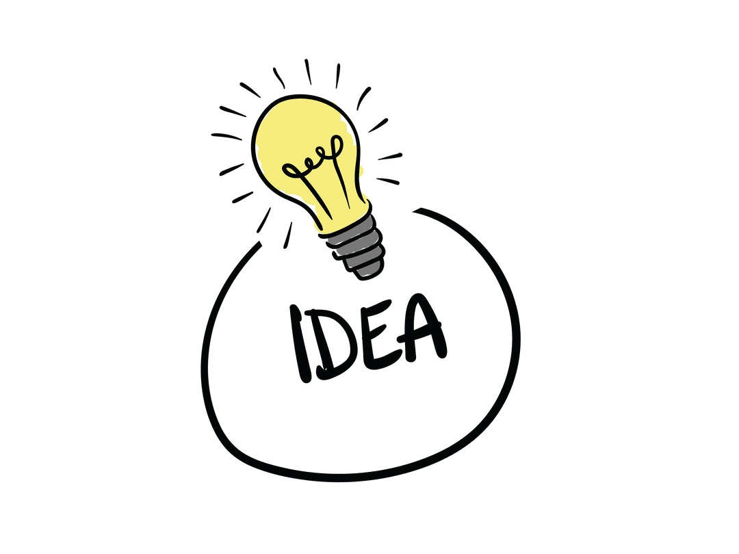 Yellow Light Bulb with Transparent Idea Sign