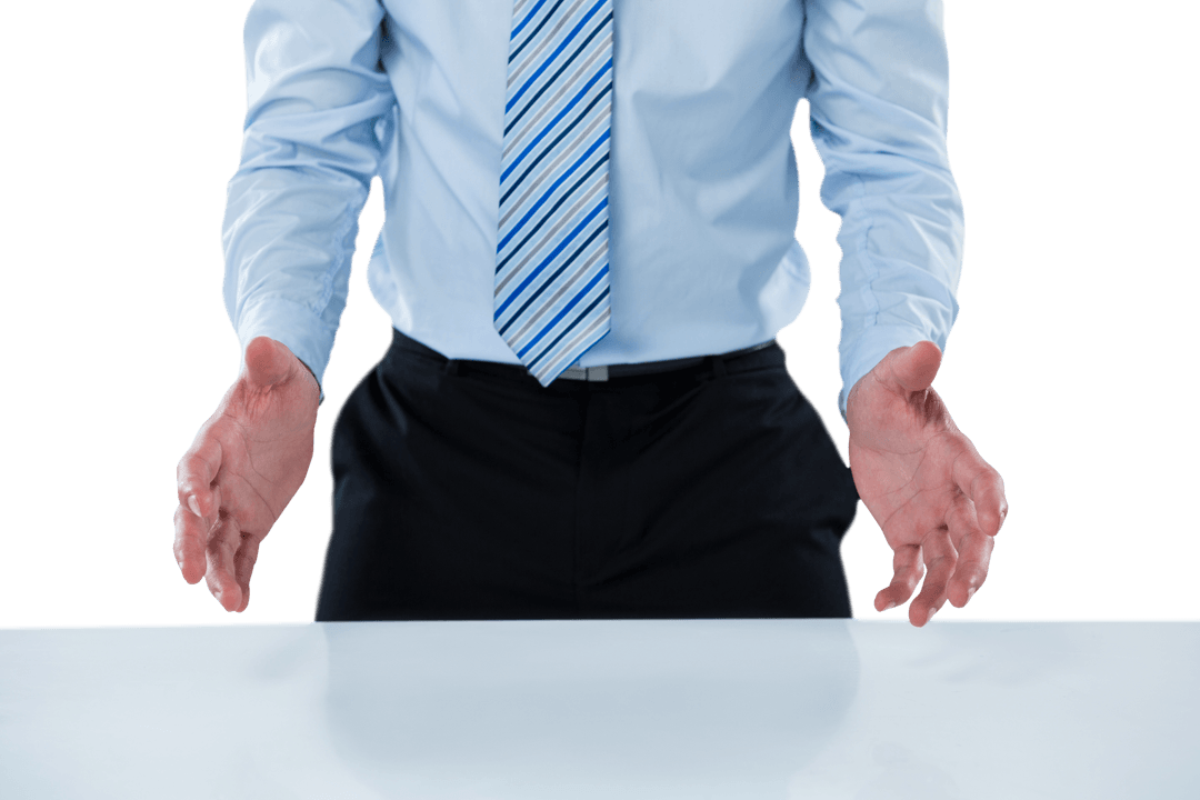 Transparent Business Presentation with Empty Hands Gesture