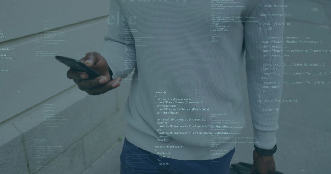 Professional Man with Luggage Using Smartphone for Travel