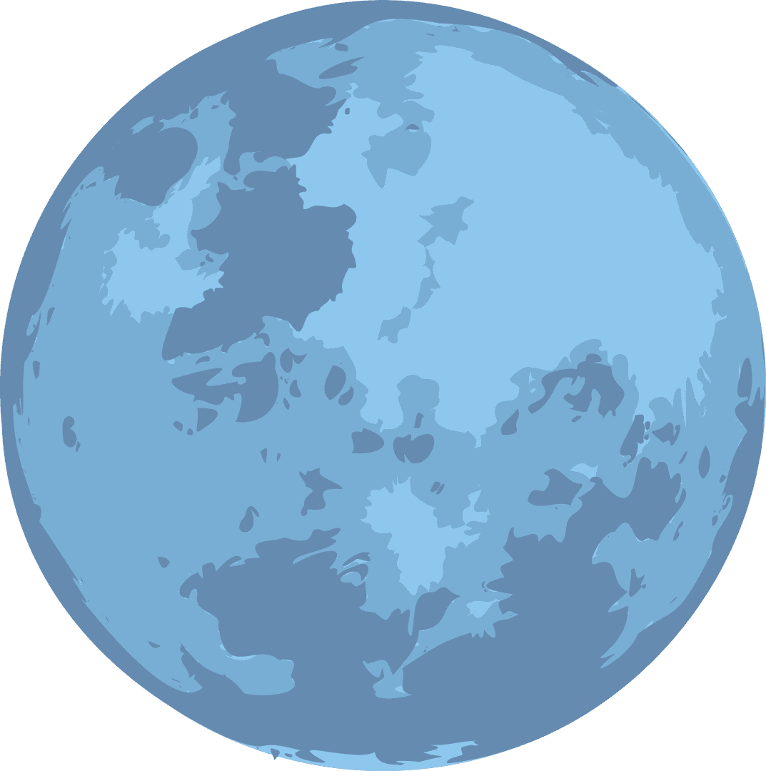 Blue Semi-Transparent Moon Design with Crater Details