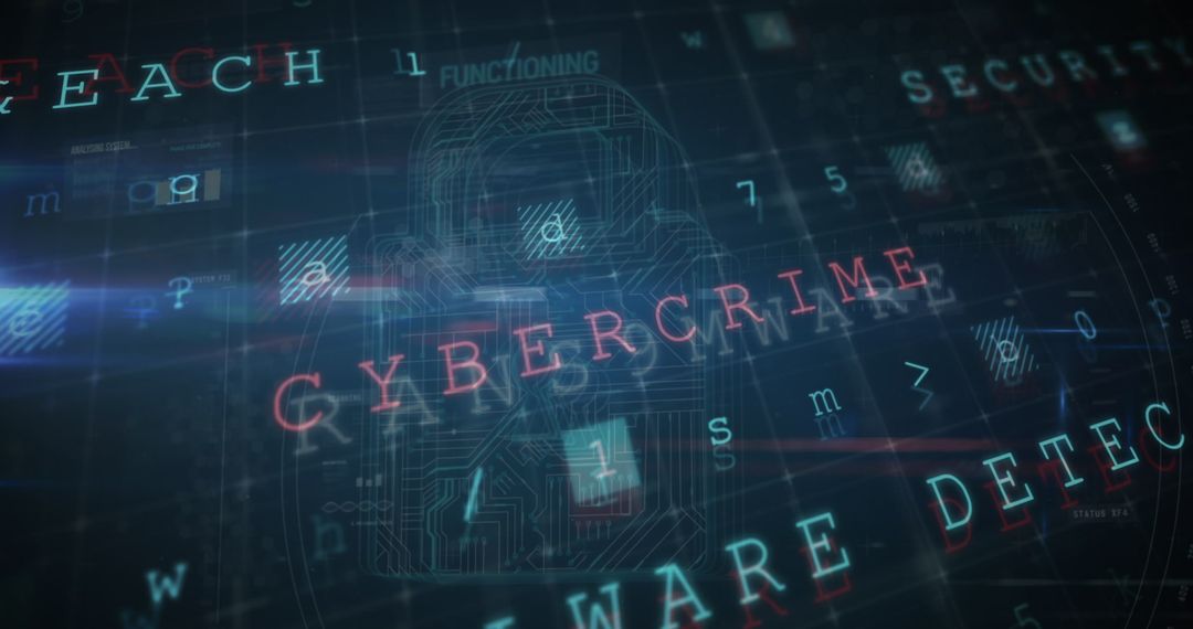 Futuristic Digital Interface Highlighting Cybercrime Detection