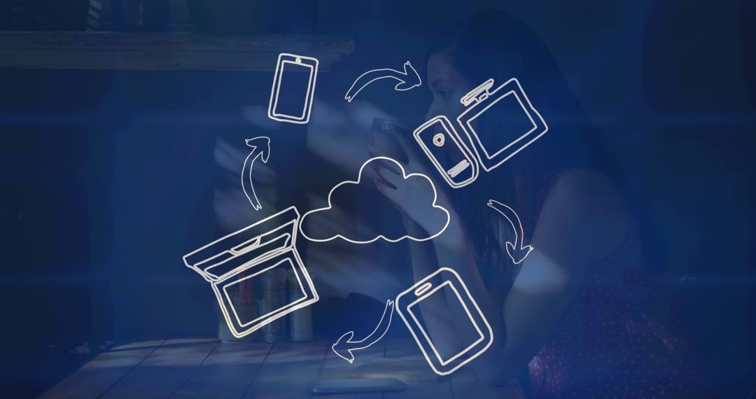 Digital Connectivity Cloud Technology Concept Over Coffee