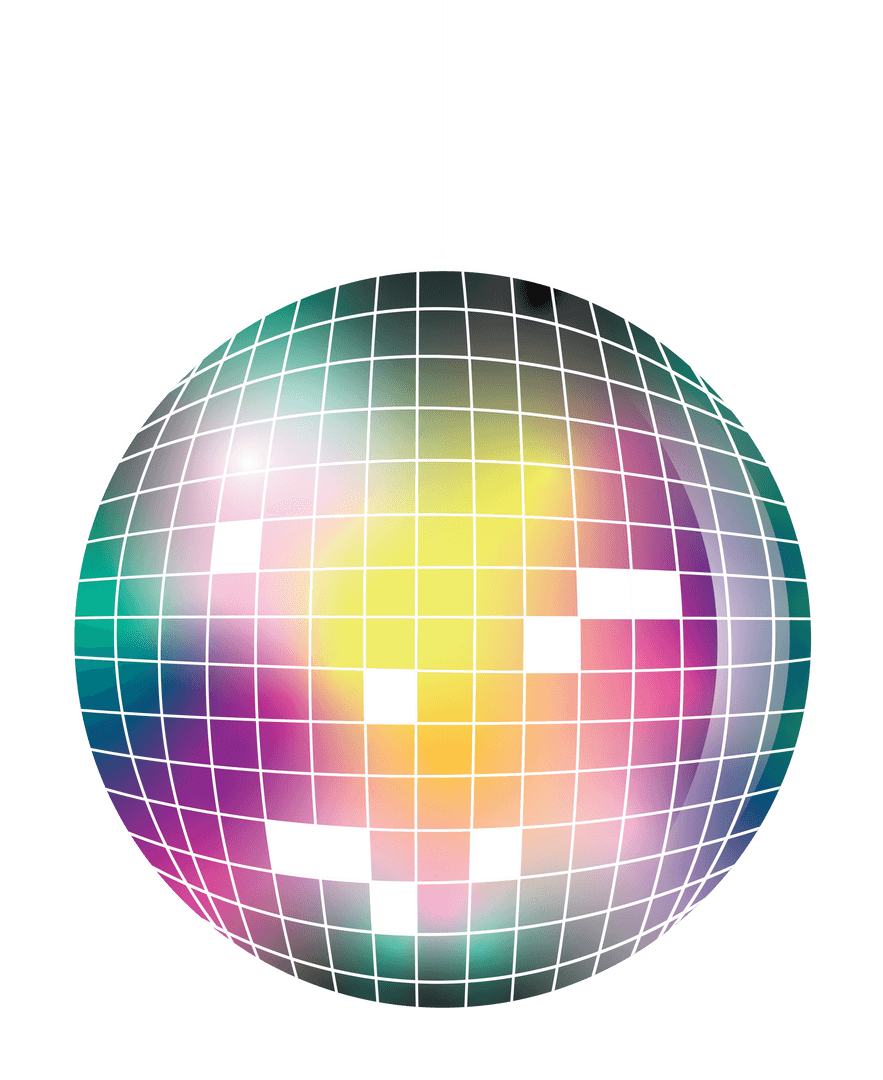 Colorful Disco Ball on Transparent Background for Party Celebrations