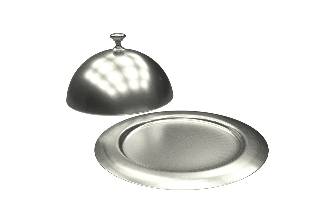 Silver Serving Tray with Lid on Transparent Background