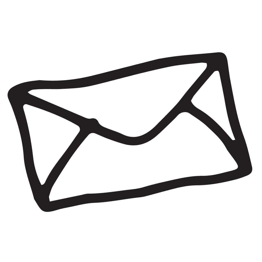 Simple Black Envelope Logo on Transparent Background