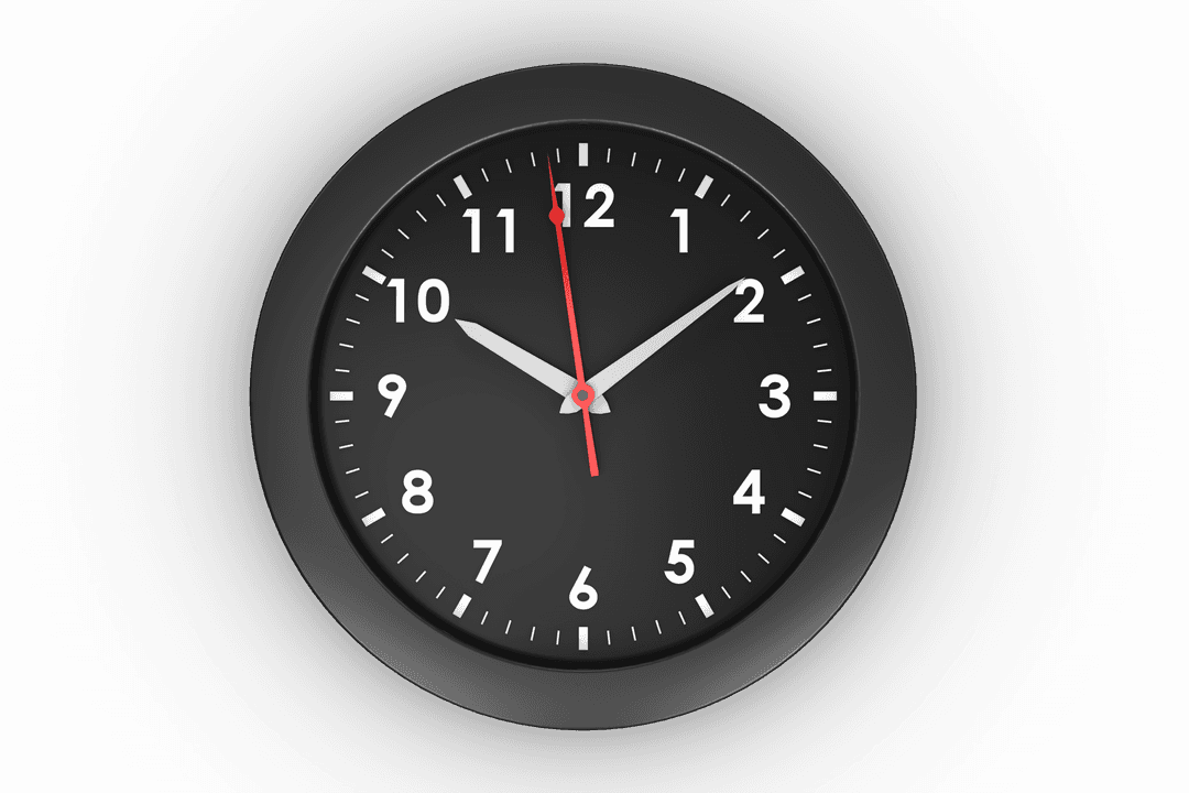 Black Round Clock Illustration on Transparent Background