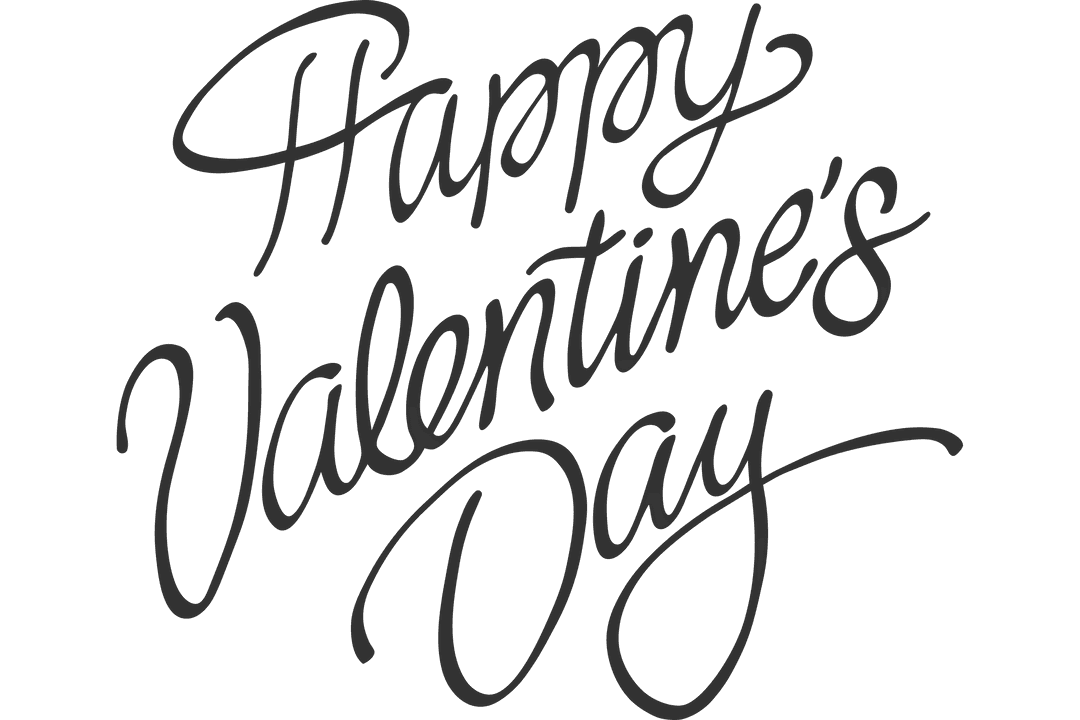 Elegant Happy Valentine's Day Text on Transparent Background
