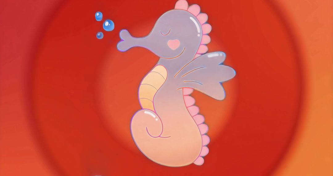 Pastel Seahorse with Bubbles on Circular Gradient Underwater Scene
