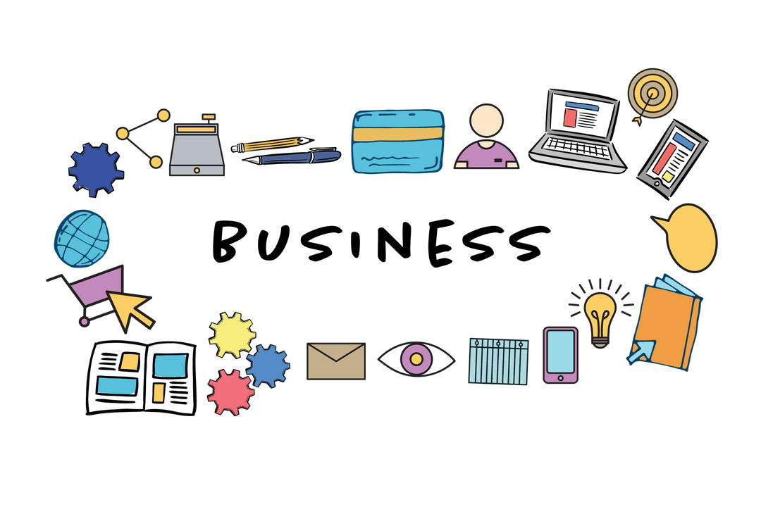 Colorful Icon Set with Technology Theme on Transparent Background