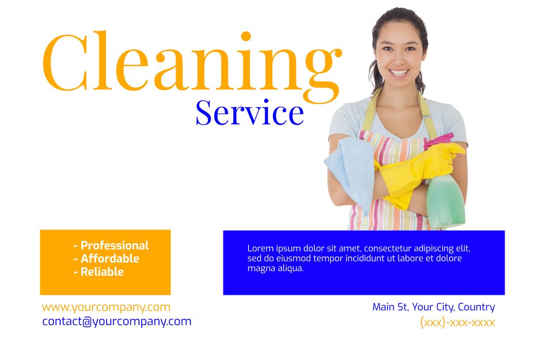 Smiling Woman Promoting Professional Cleaning Services - Download Free Stock Templates Pikwizard.com