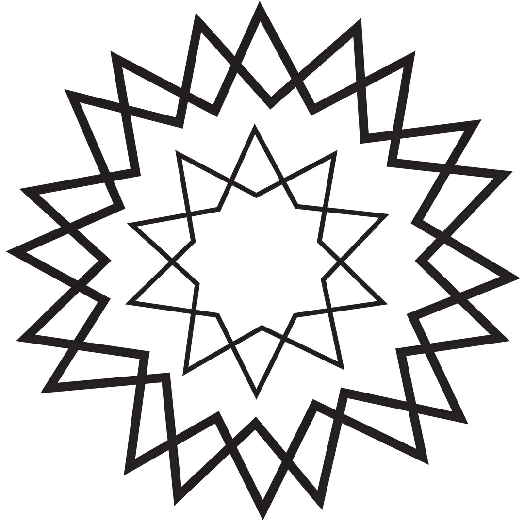 Geometric Black Star Pattern on Transparent Background