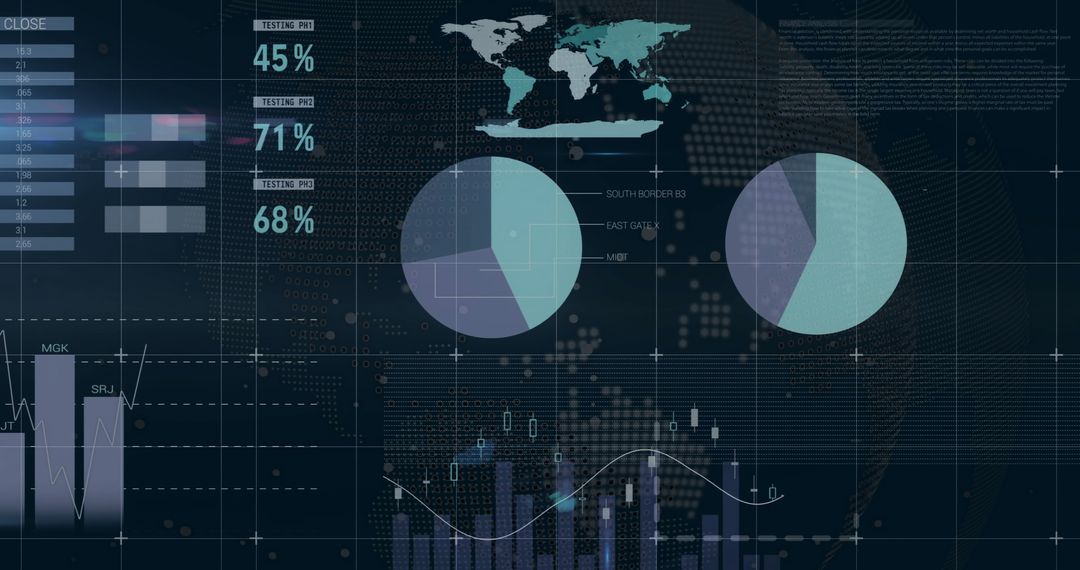Futuristic Data Analytics Interface with World Map and Charts