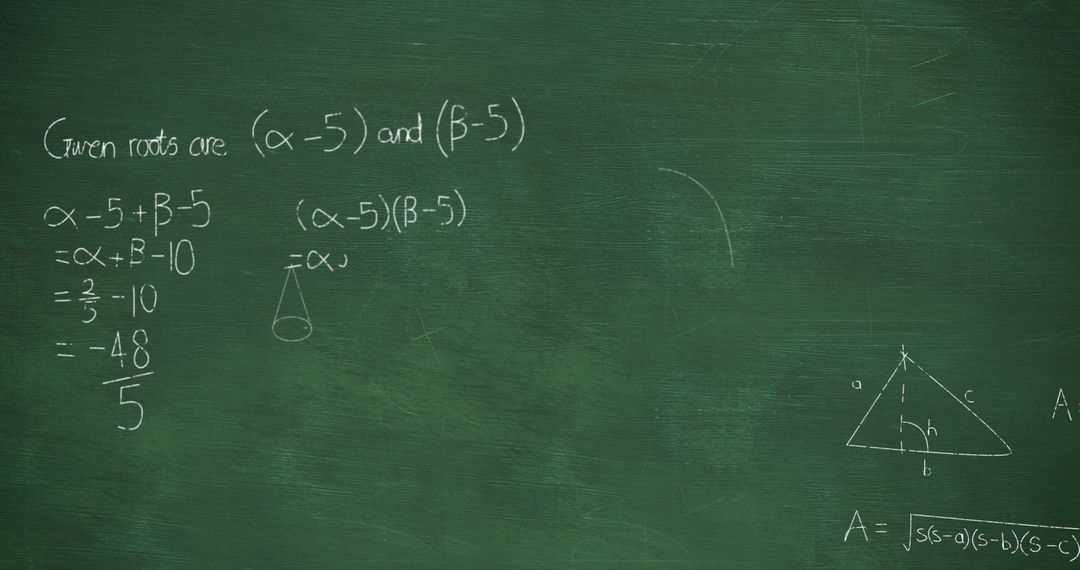 Mathematical Equations Handwritten on Chalkboard Background