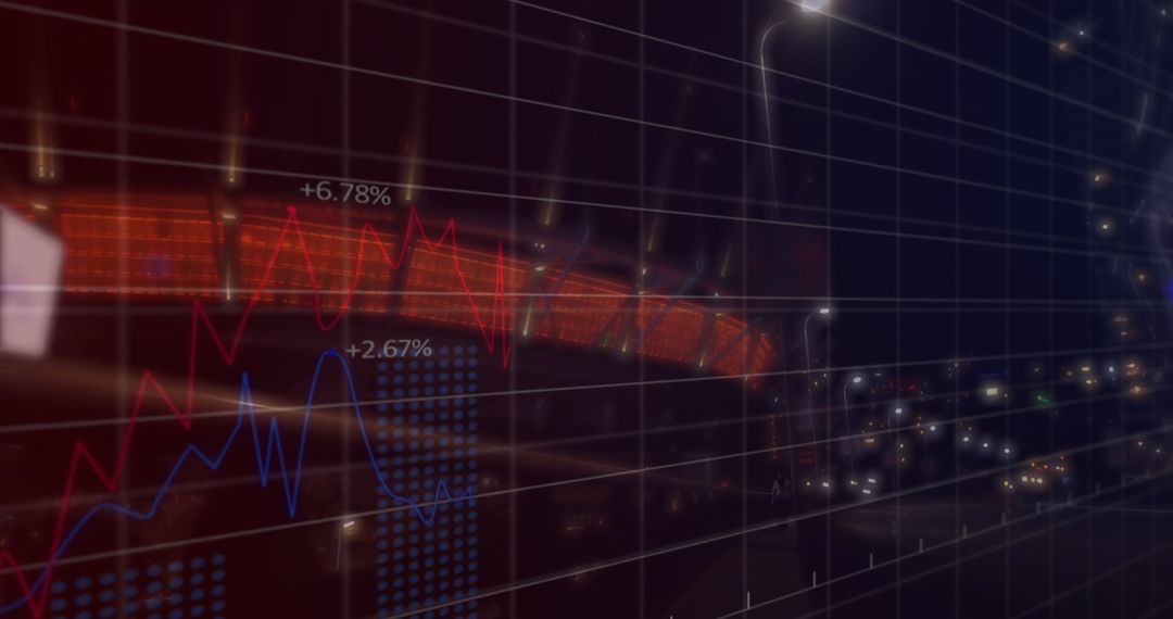 Global Data Processing Over Cityscape Night View