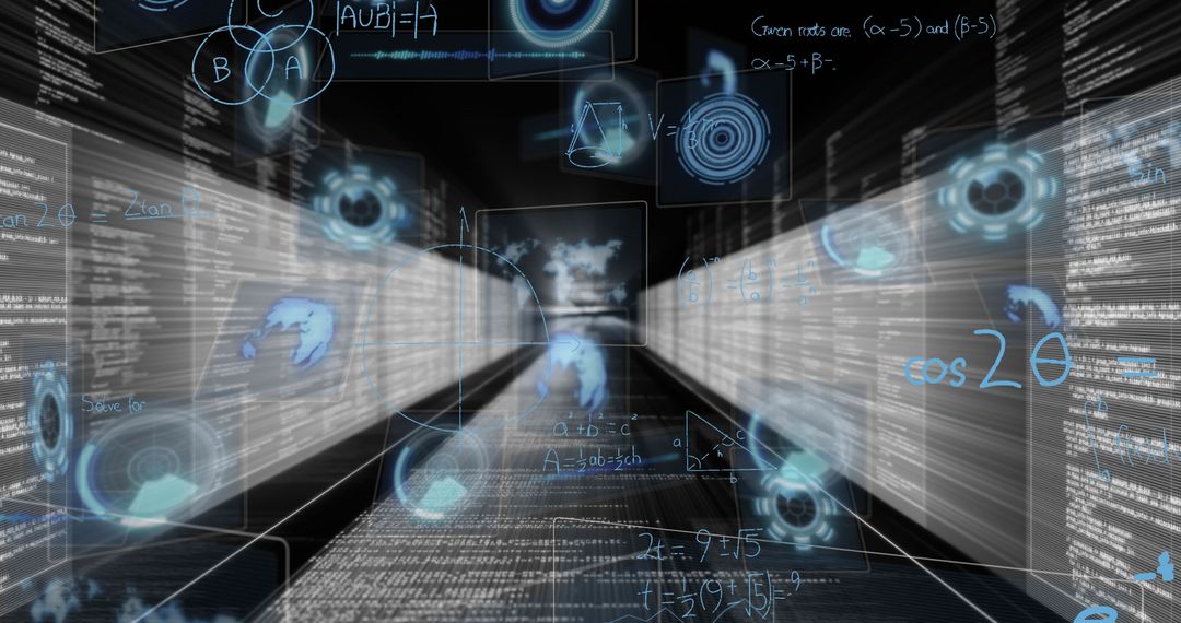 Futuristic Digital Data Stream in Server Room