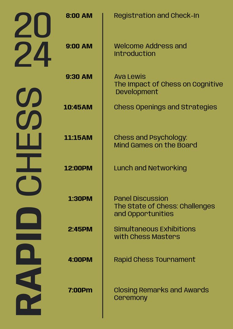 Event Schedule and Timetable for Rapid Chess 2024 Conference - Download Free Stock Templates Pikwizard.com
