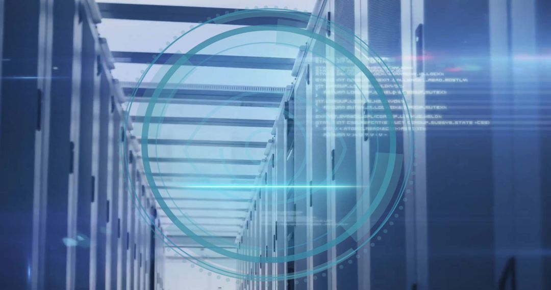 Futuristic Biometric Scanner in Modern Server Room