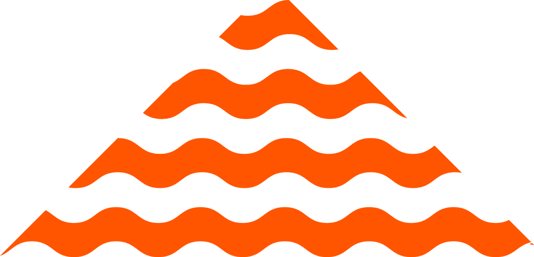 Abstract Orange Wave Pyramid on Transparent Background