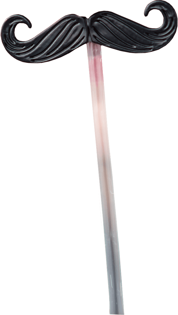 Black Moustache on Stick Emphasizing Fun Party Theme Transparent Background