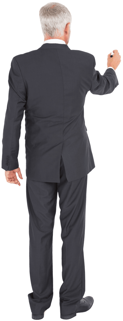 Transparent Businessman Writing on Invisible Surface