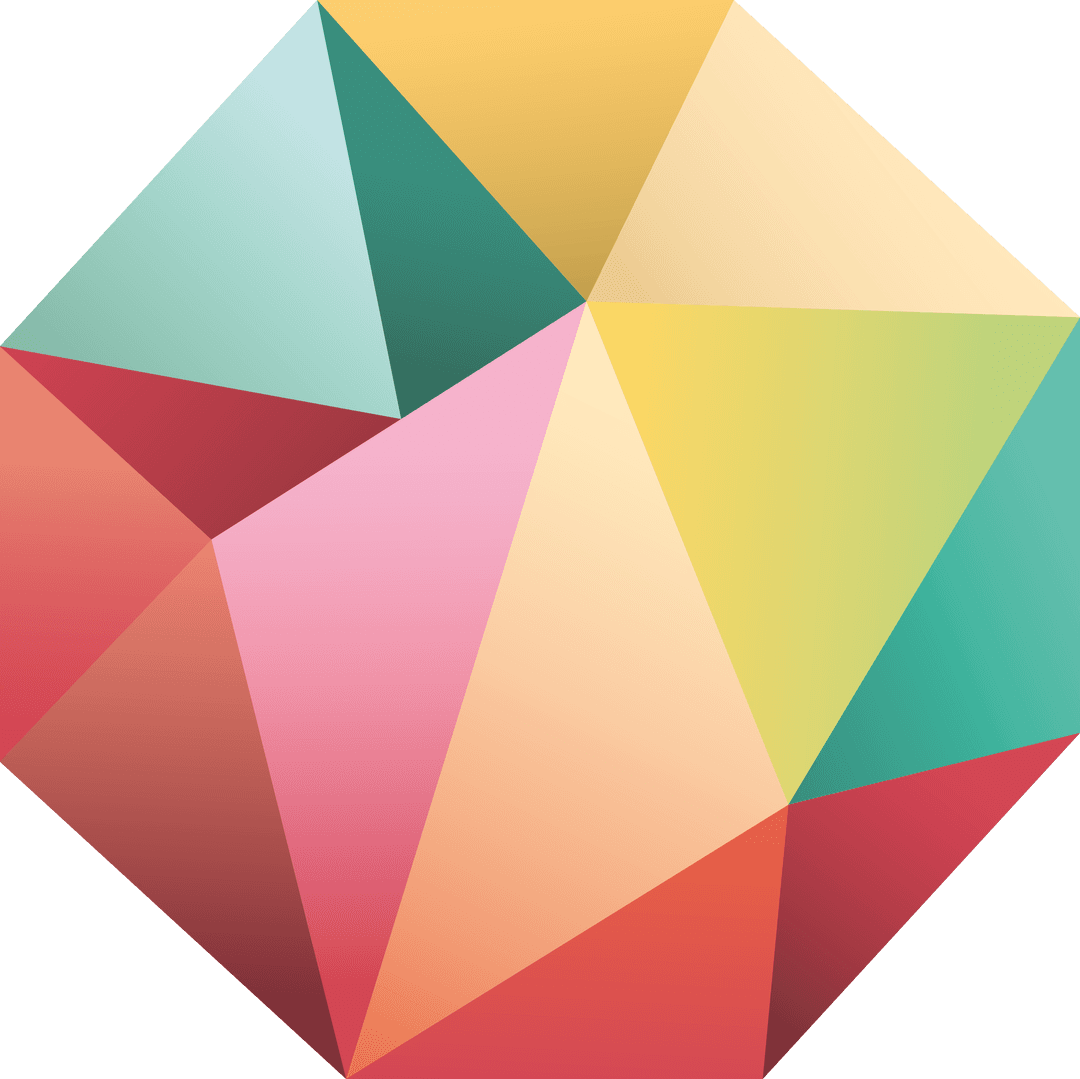 Colorful Geometric Polygon with Transparent Background