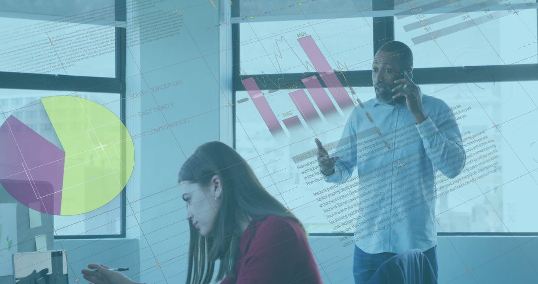 Diverse Business Team Analyzing Financial Charts and Data in Modern Office