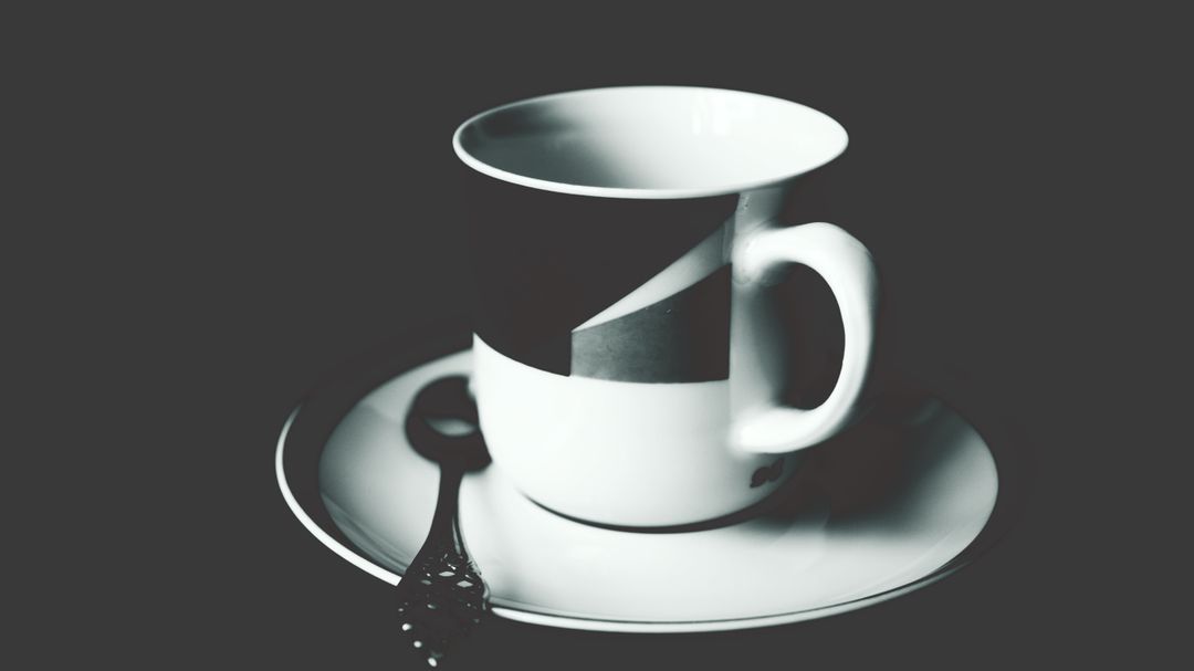 Abstract Black and White Coffee Cup with Geometric Design - Free Images, Stock Photos and Pictures on Pikwizard.com