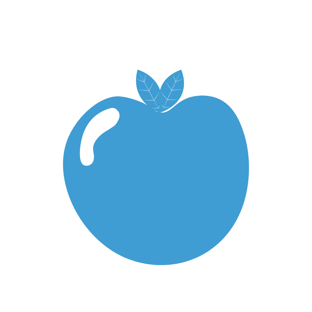 Blue Apple Graphic on Transparent Background Isolated Clipart