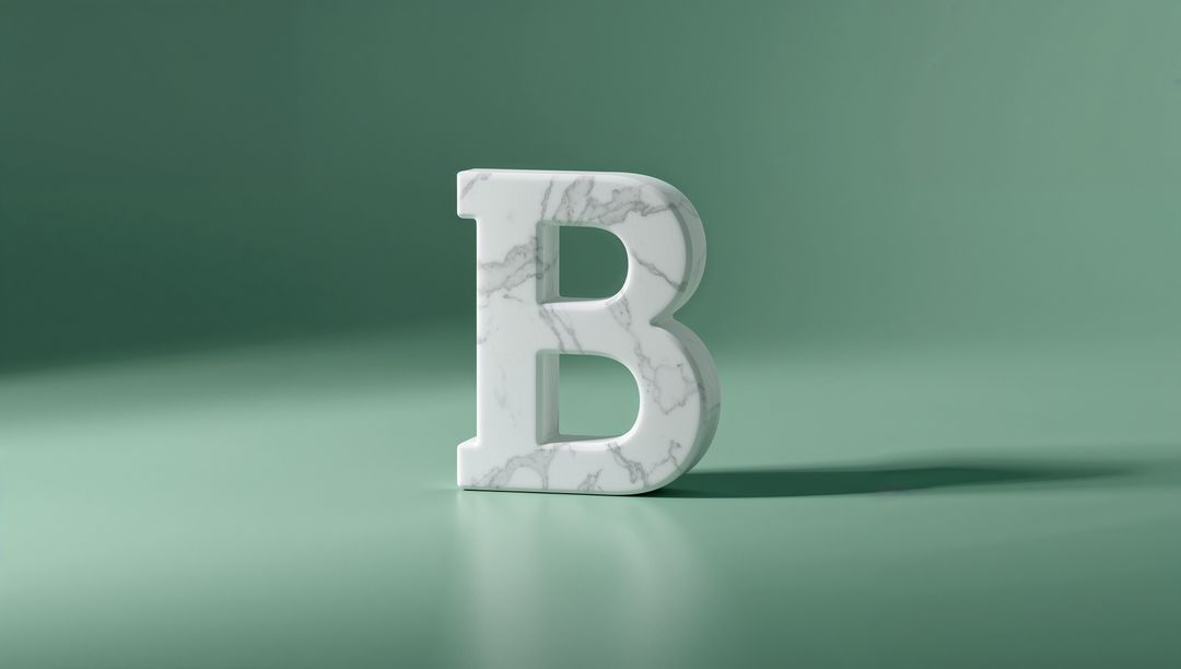 Marble Letter B In Green Studio Decoration Concept
