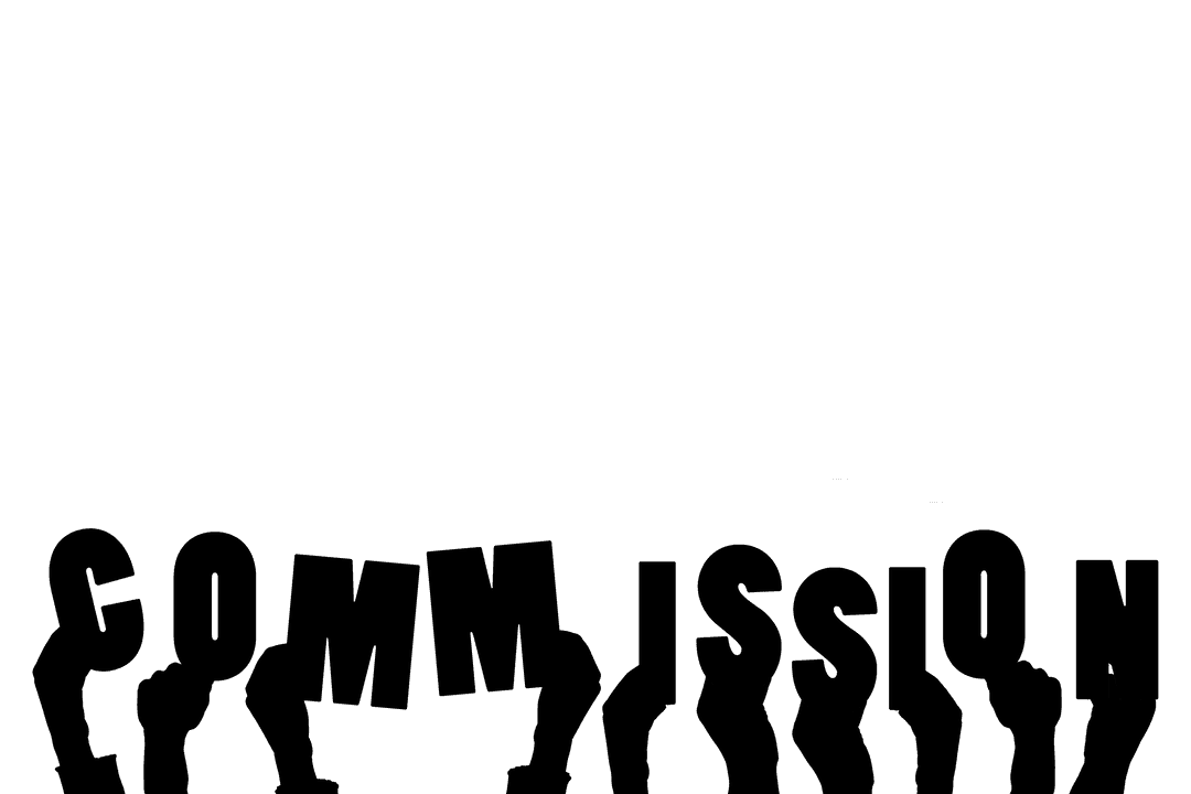 Commission Text with Hands Vector Transparent Background