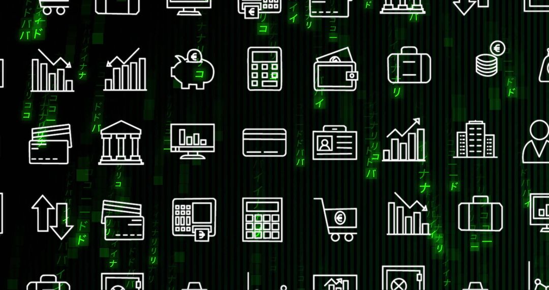 Finance and Investment Icons on Digital Background