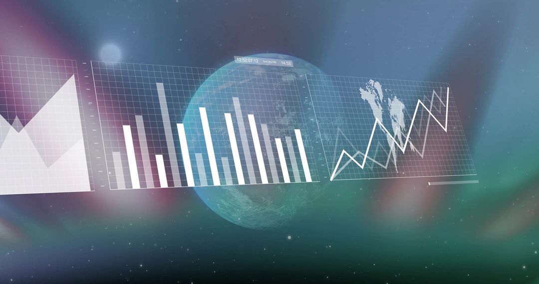 Digital Data Visualization on Globe in Futuristic Interface
