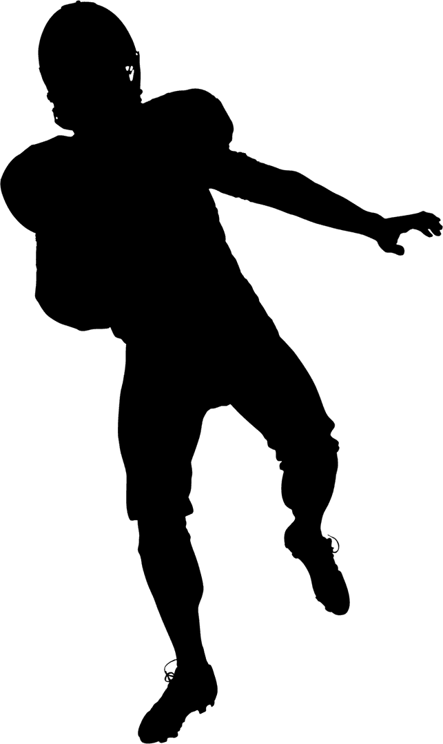 Silhouette of American Football Player with Transparent Background