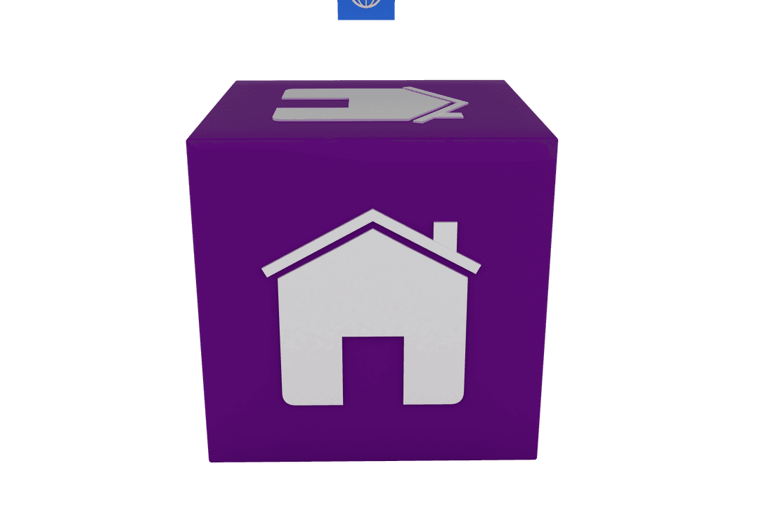 Digital Bricks Featuring Iconic Media Symbols on Transparent Background