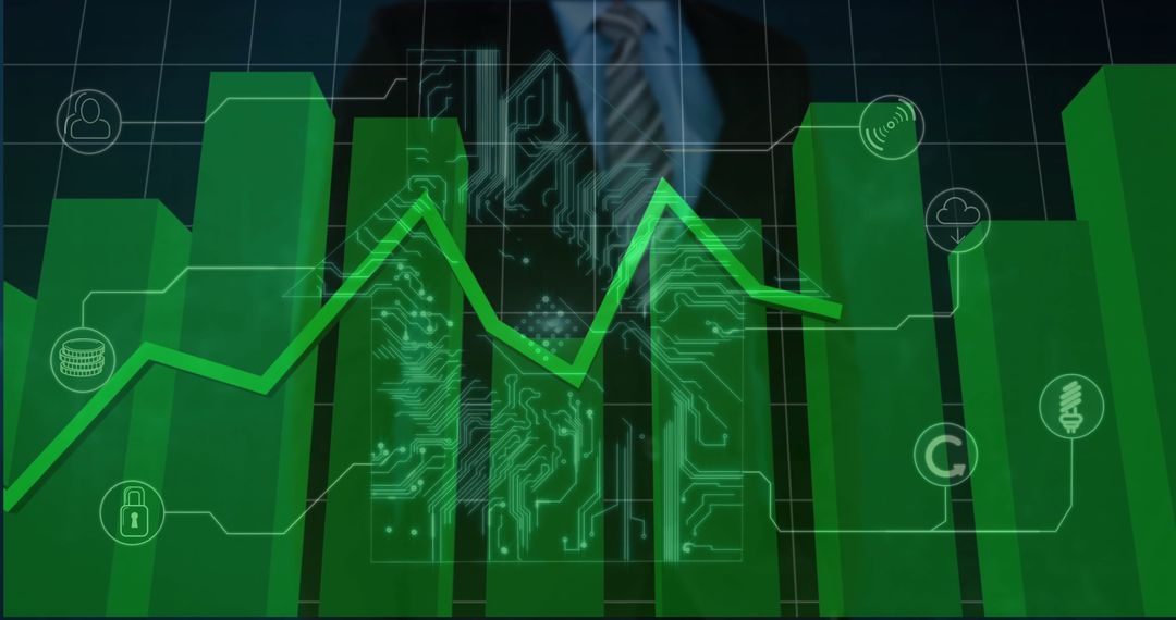 Business Executive Analyzing Data on High-Tech Dashboard
