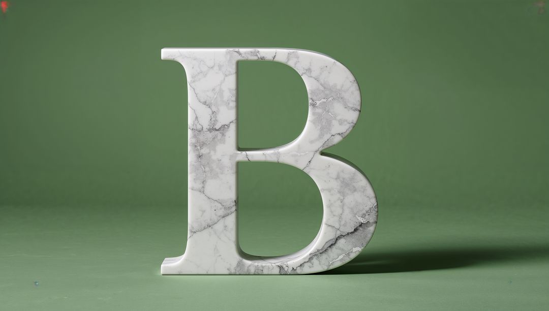 Marble-Textured Letter B on Green Surface for Modern Design