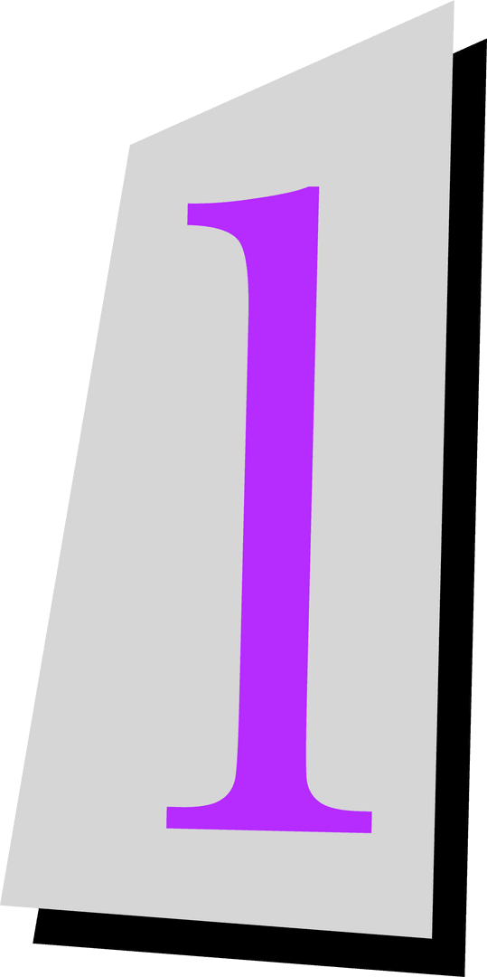 Transparent Modern Purple Numeral One with Gray Border