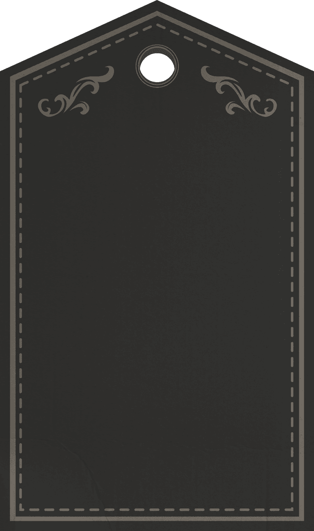 Elegant Dark Grey Label with Classic Decorative Accent, Transparent Background