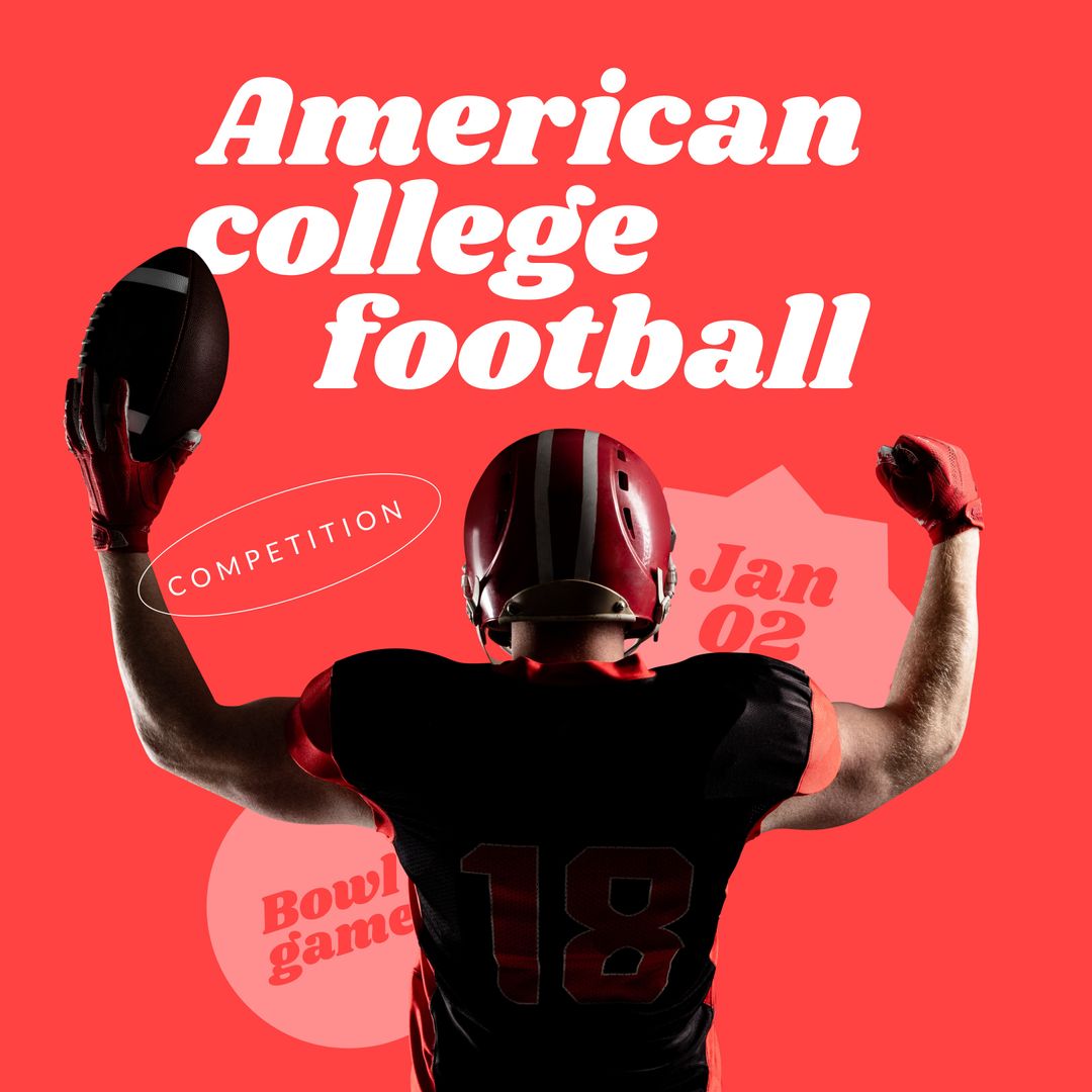 American College Football Poster with Player in Action - Download Free Stock Templates Pikwizard.com